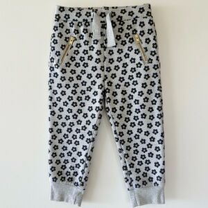 J. Crew Crewcuts Floral Jogger Pants Gray Purple Gold Glitter Girls 2T
